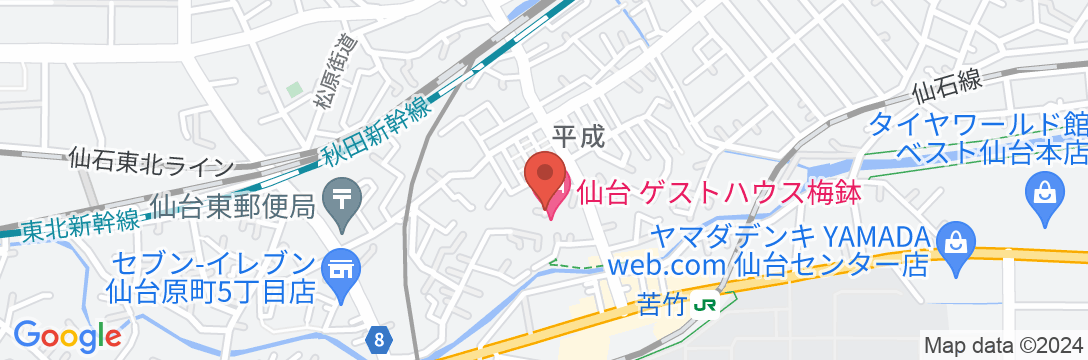 ゲストハウス梅鉢(仙台)の地図
