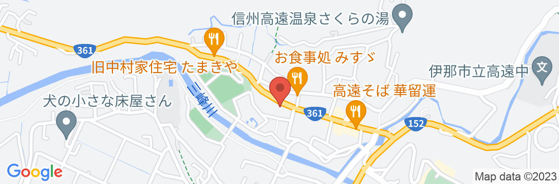 信州高遠温泉 竹松旅館の地図