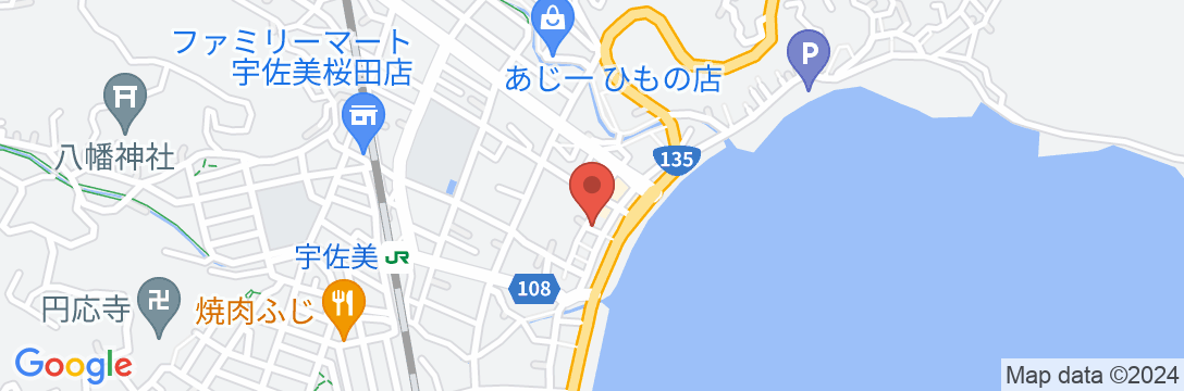 宇佐美温泉 ふぐ地魚料理の宿 大塚の地図