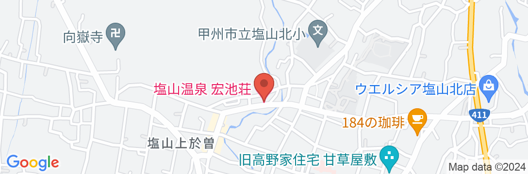 塩山温泉 宏池荘の地図