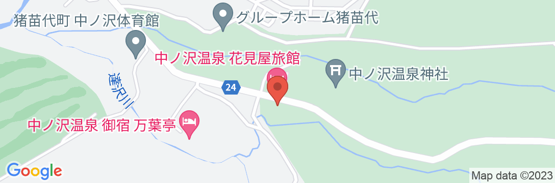 中ノ沢温泉 磐梯西村屋の地図