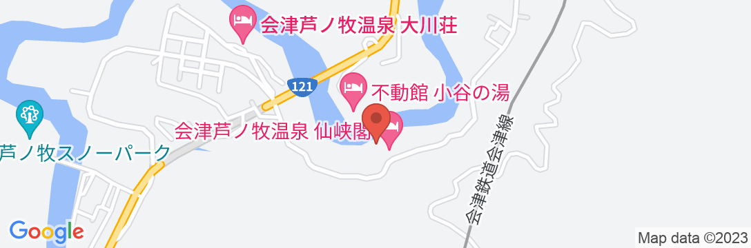 自家源泉かけ流しの宿 会津芦ノ牧温泉 仙峡閣の地図