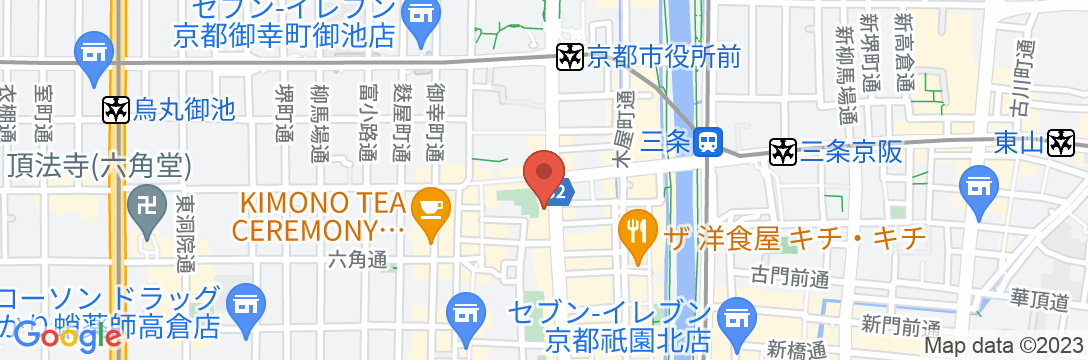 井筒ホテル〜京都・河原町三条〜の地図