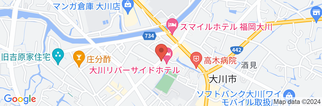 大川リバーサイドホテルの地図