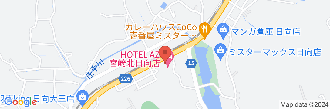 HOTEL AZ 宮崎北日向店の地図