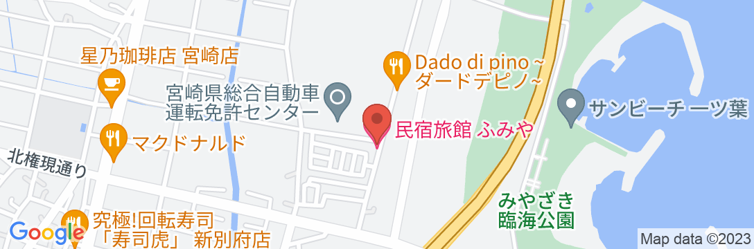 宮崎民宿旅館ふみやの地図