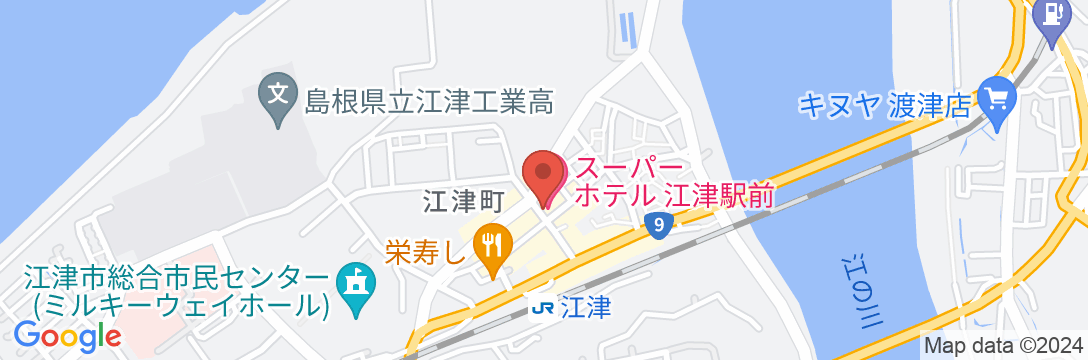 天然温泉「石州の湯」スーパーホテル江津駅前の地図
