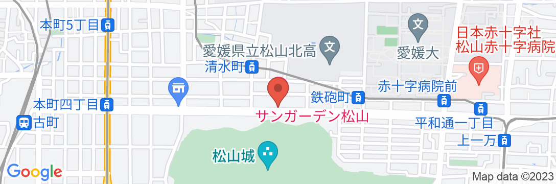 ホテルサンガーデン松山(BBHホテルグループ)の地図