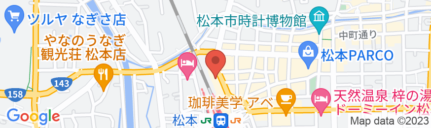 松本駅から一番近い大浴場のある ホテルニューステーション<長野県>の地図