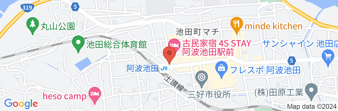 阿波池田駅前ホテルイレブンの地図