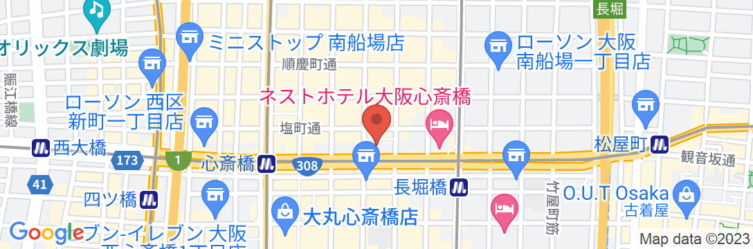 ベッセルイン心斎橋(本町・道頓堀)の地図