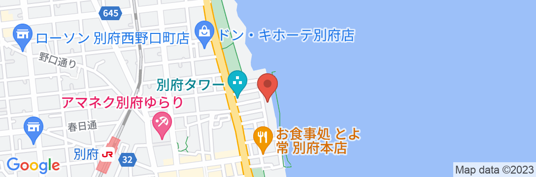 海乃ホテル はじめ(旧:別府温泉 海薫る宿 ホテルニュー松実)の地図