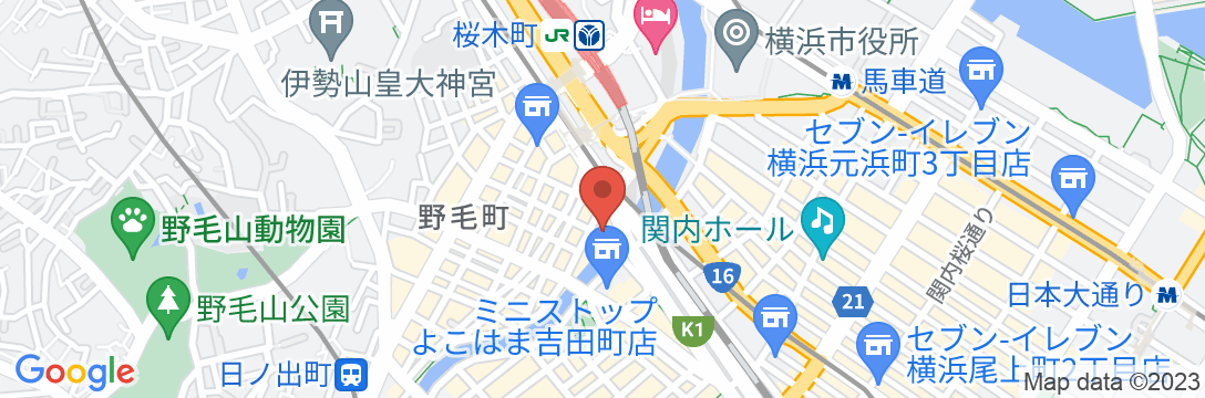 横浜桜木町タウンホテル(2024年3月リニューアルオープン)の地図