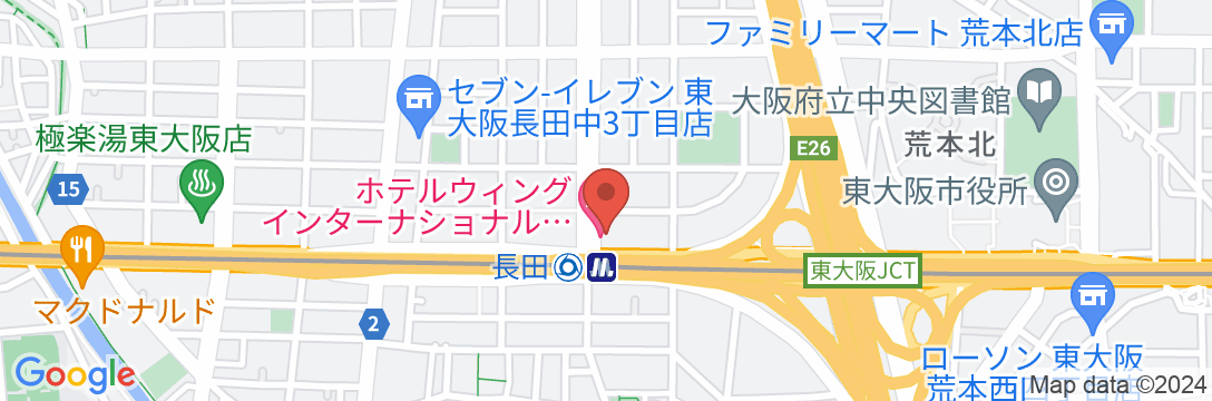 ホテルウィングインターナショナルセレクト東大阪の地図