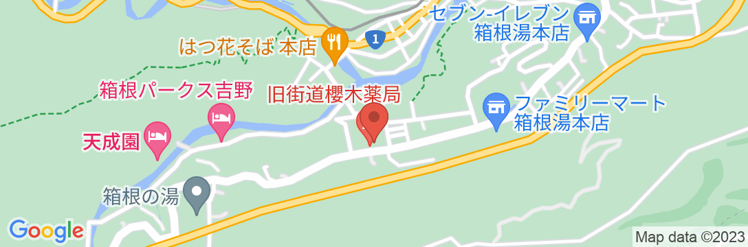 箱根湯本温泉 箱根藍瑠の地図