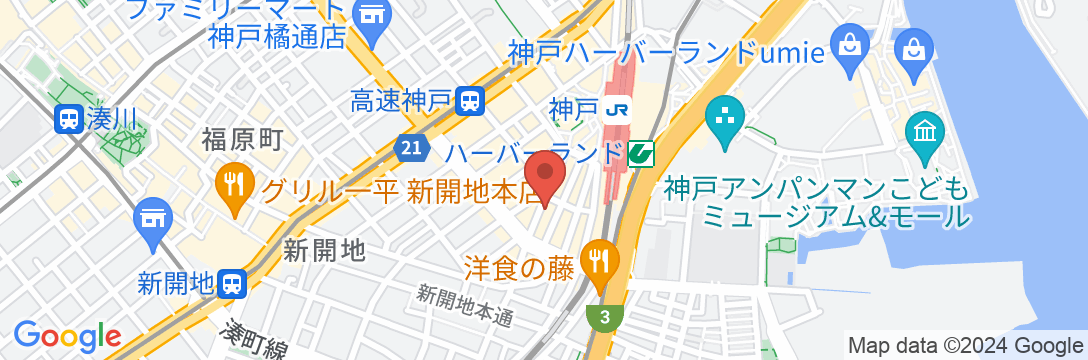 神戸シティガーデンズホテル(旧:ホテル神戸四州園)の地図