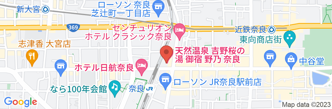 天然温泉 吉野桜の湯 御宿 野乃 奈良(ドーミーイン・御宿野乃 ホテルズグループ)の地図