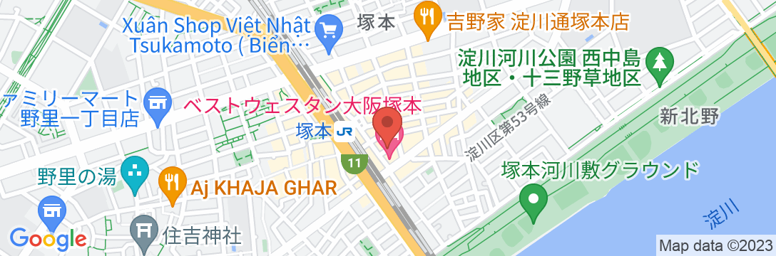 ベストウェスタン大阪塚本の地図