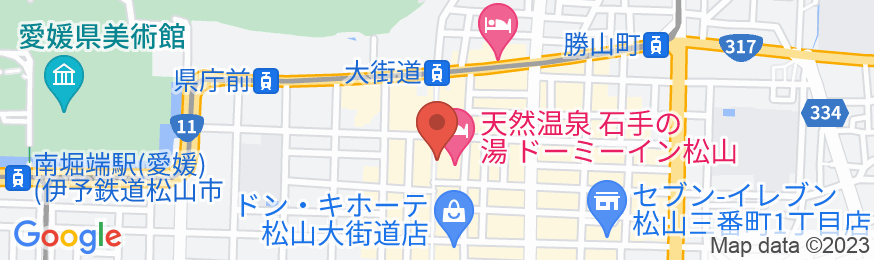 天然温泉 石手の湯 ドーミーイン松山(ドーミーイン・御宿野乃 ホテルズグループ)の地図