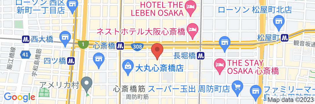 HOTEL THE FLAG(ホテルザフラッグ)心斎橋の地図