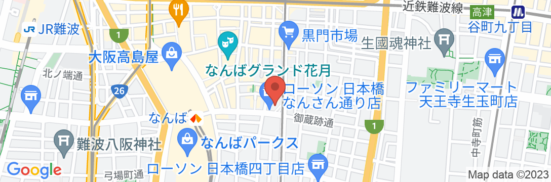 レッドルーフイン&スイーツ大阪 難波・日本橋の地図