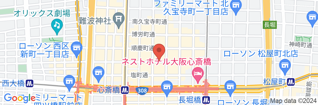 ホテルオリエンタルエクスプレス大阪心斎橋の地図
