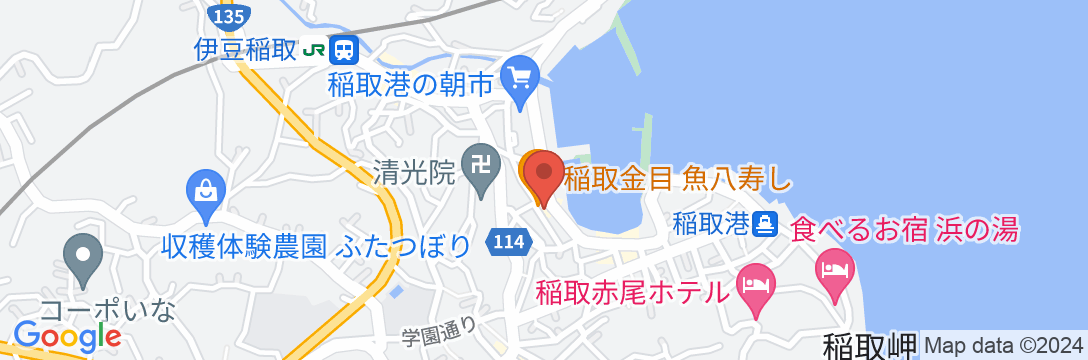 伊豆稲取の金目鯛一筋に 旅館はまべ荘の地図