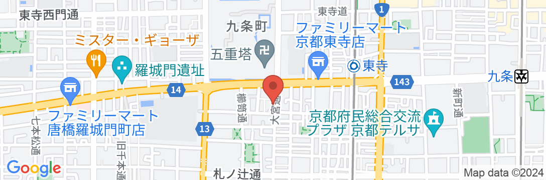 京町家宿 染 SEN 東寺・魚美津の地図