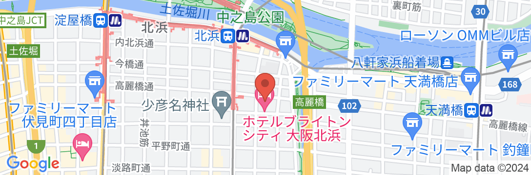 天然温泉 水都の湯 ドーミーインPREMIUM大阪北浜(ドーミーイン・御宿野乃 ホテルズグループ)の地図