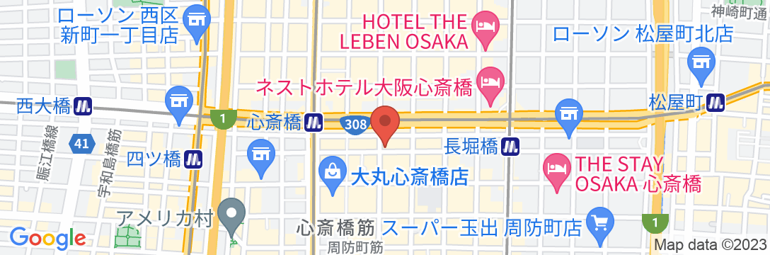 BOOK AND BED TOKYO 心斎橋店の地図