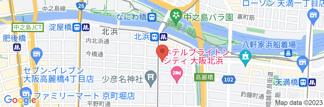 ベストウェスタンプラスホテルフィーノ大阪北浜の地図