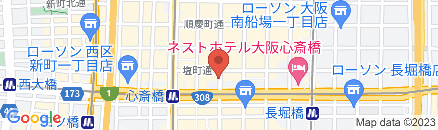 変なホテル大阪 心斎橋の地図