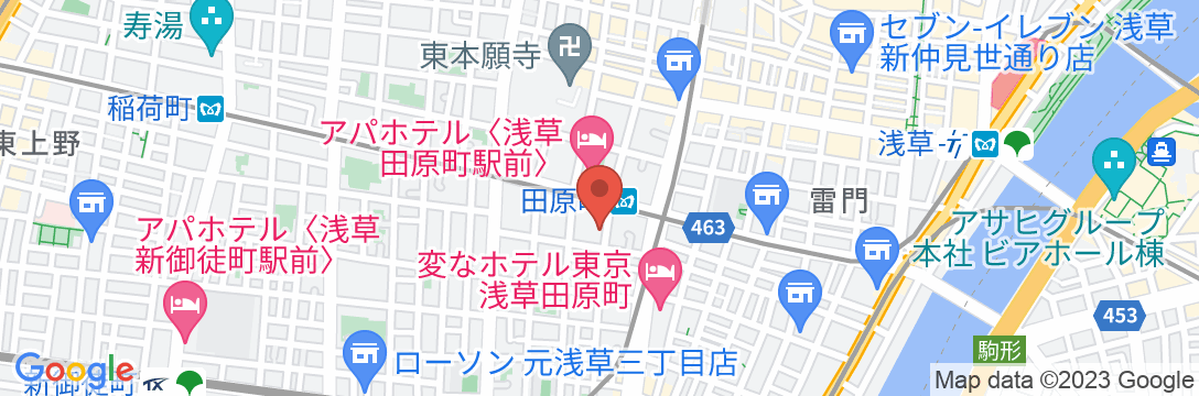 地下鉄銀座線田原町駅(駅内にはエレベーターあり)から徒歩約1/民泊【Vacation STAY提供】の地図