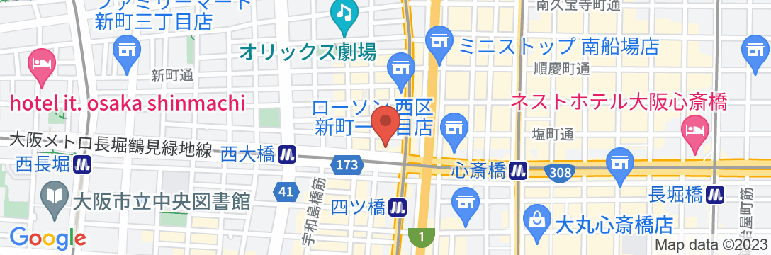 ヴィアインプライム心斎橋四ツ橋(JR西日本グループ)の地図