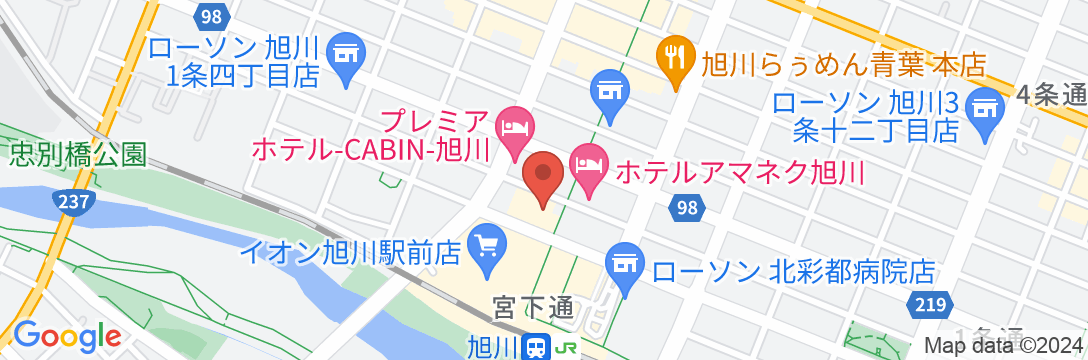 ホテルウィングインターナショナル旭川駅前の地図