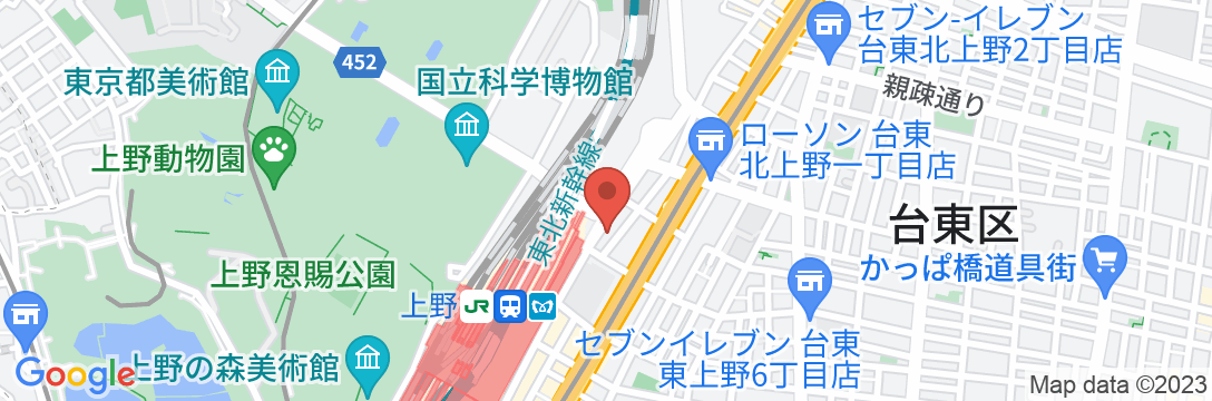 グリッズ 東京 上野駅前 ホテル&ホステルの地図