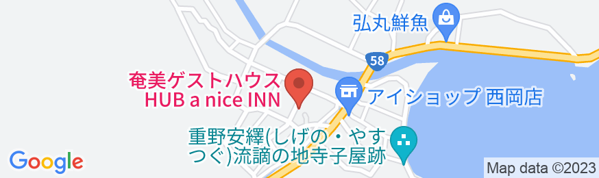 奄美の民宿 ゲストハウス HUB a nice inn!<奄美大島>の地図