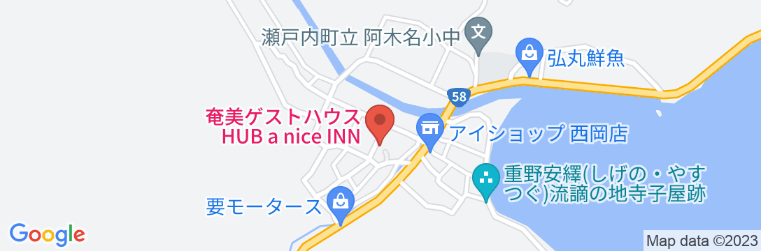奄美の民宿 ゲストハウス HUB a nice inn!<奄美大島>の地図