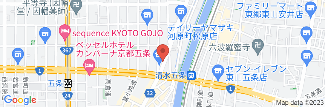 ホテルアマネク京都河原町五条「四季の湯」の地図