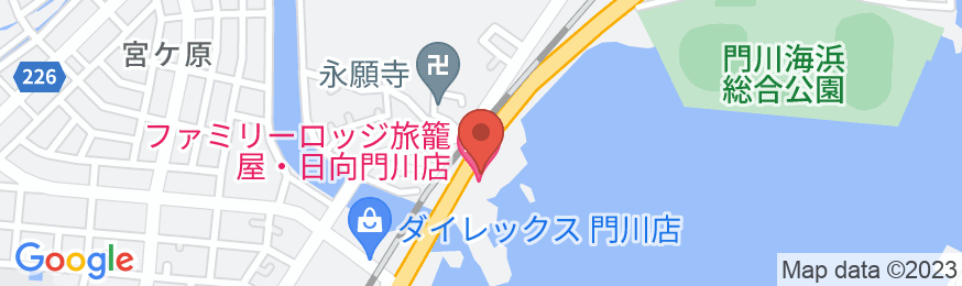 ファミリーロッジ旅籠屋・日向門川店の地図