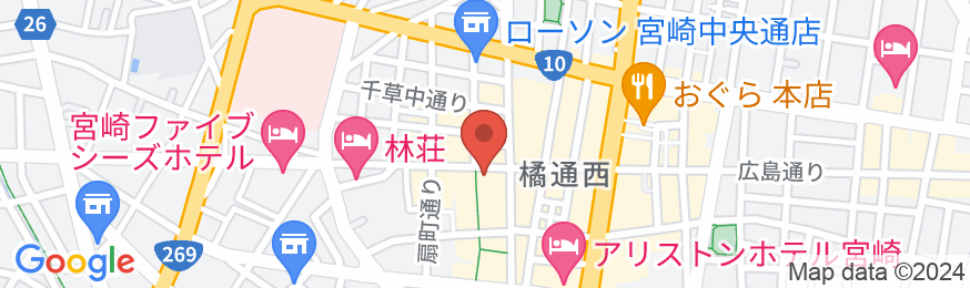 天然温泉 ひなたの湯 スーパーホテルPremier宮崎一番街の地図