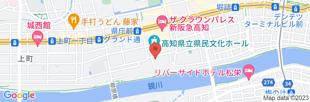 高知城下の天然温泉 三翠園(さんすいえん)の地図