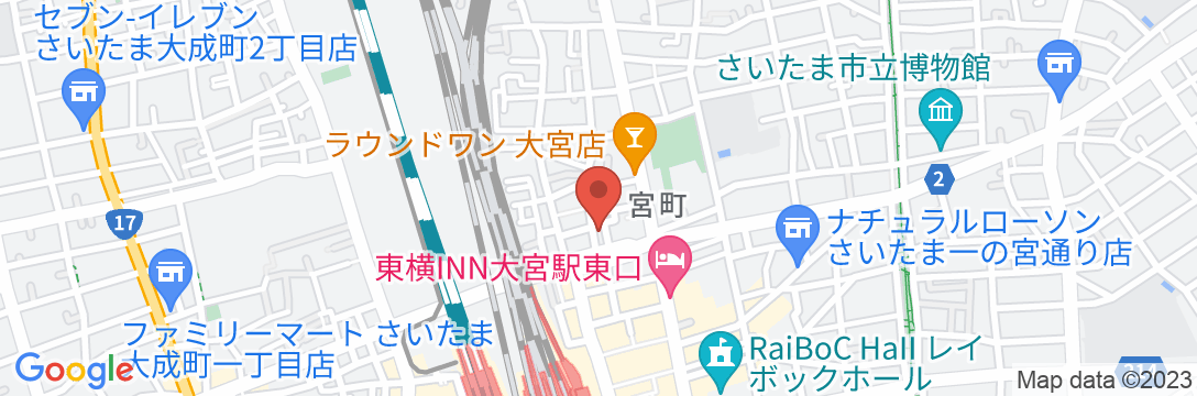 天然温泉 氷川の湯 スーパーホテルPremierさいたま・大宮駅東口の地図