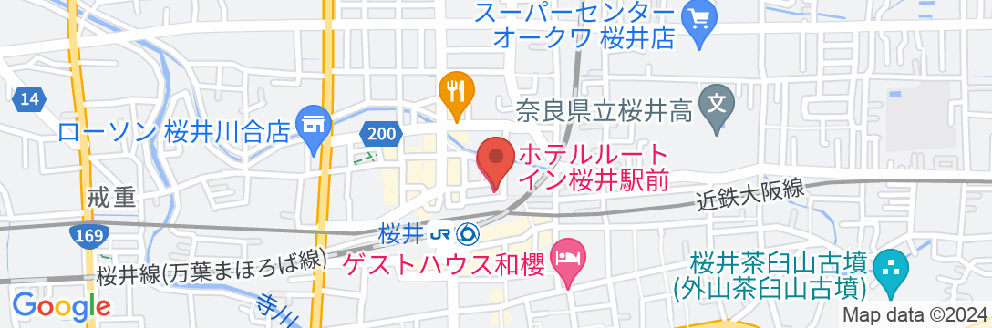 ホテルルートイン桜井駅前の地図