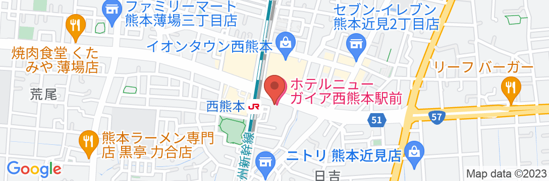 ホテルニューガイア西熊本駅前の地図