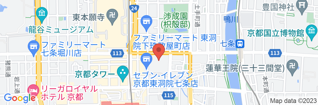 天然温泉 蓮花の湯 御宿 野乃 京都七条(ドーミーイン・御宿野乃 ホテルズグループ)の地図