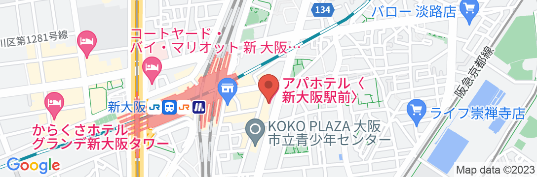 アパホテル〈新大阪駅前〉(全室禁煙)の地図
