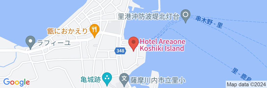ホテルエリアワンKOSHIKI ISLAND(ホテルエリアワングループ)<甑島・上甑島>の地図