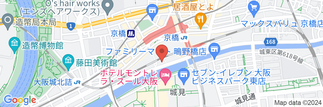 ヴィアインプライム大阪京橋<水城の湯>(JR西日本グループ)の地図