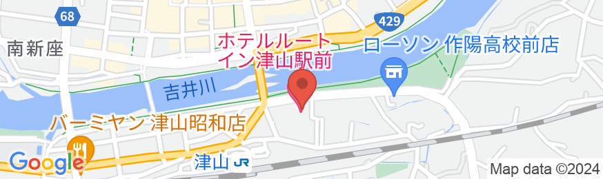 天然温泉「旅人の湯」ホテルルートイン津山駅前の地図
